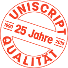 UniScript 25 Jahre Qualität Siegel